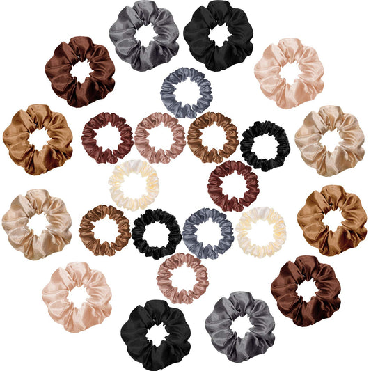 24 Pieces Satin Hair Scrunchies Bulk Silk Elastic Hair Bands Ropes Ponytail Holder for Women Girls Accessories Decorations(Vintage Colors)